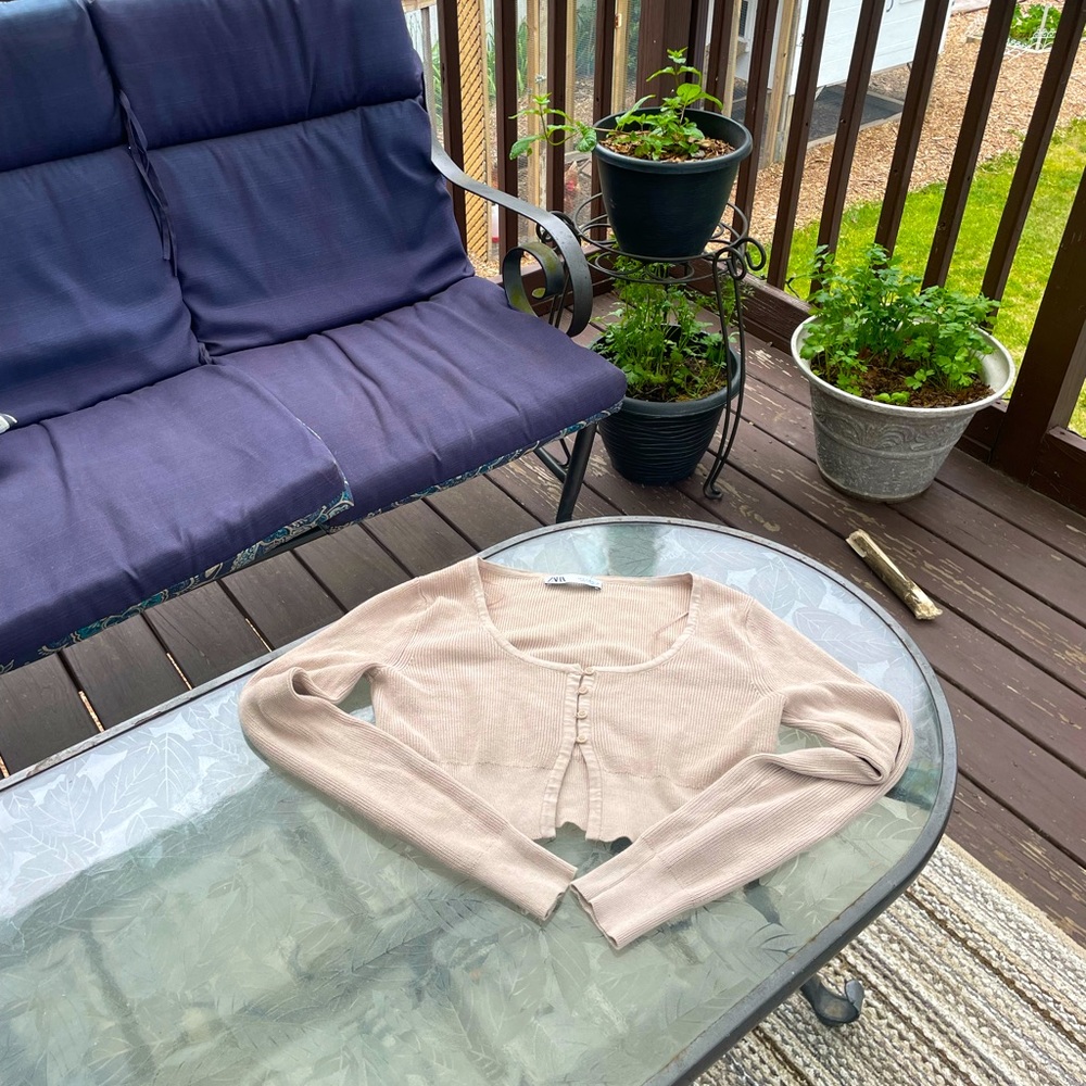 Zara - Cropped Ribbed Cardigan